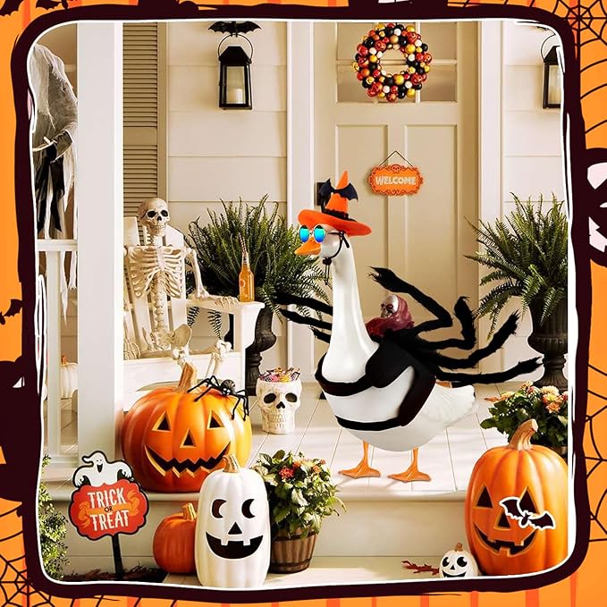 Goose Outfits Halloween Costume for Cement Plastic Duck,Porch Goose Clothes,Halloween Party Decorations Indoor Outdoor Home Yard Door Décor
