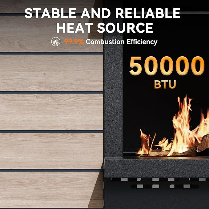 63" Outdoor Propane Fireplace with Built-in Tank Design, 50,000 BTU Outdoor Gas Fire Pit with CSA Certified, Dust Cover, Smokeless Ceramic Wood, Adjustable Flame for Patio, Garden, Deck