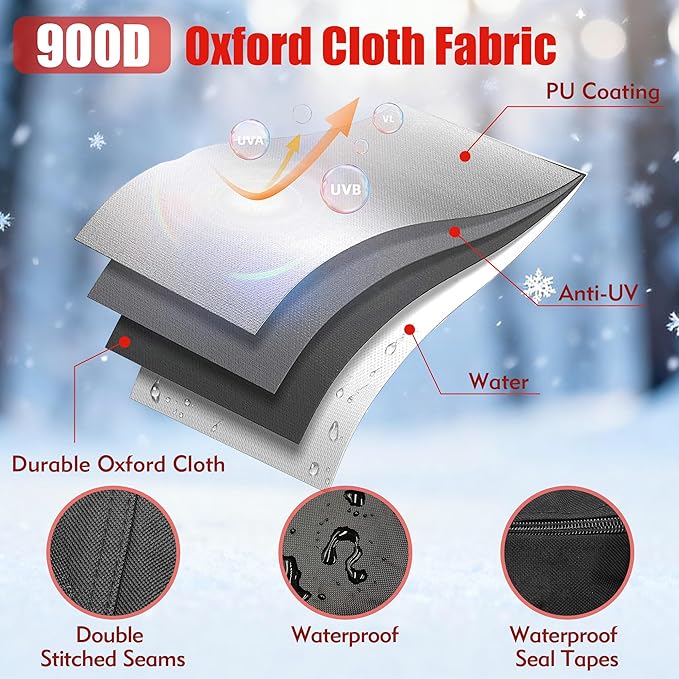 Snow Blower Cover, 900D Snowblower Covers Oxford Fabric Waterproof, Outdoor Snow Thrower Cover Heavy Duty, Universal Size Fits Single and Two Stage Snow Blowers, Water, Wind, UV-Black