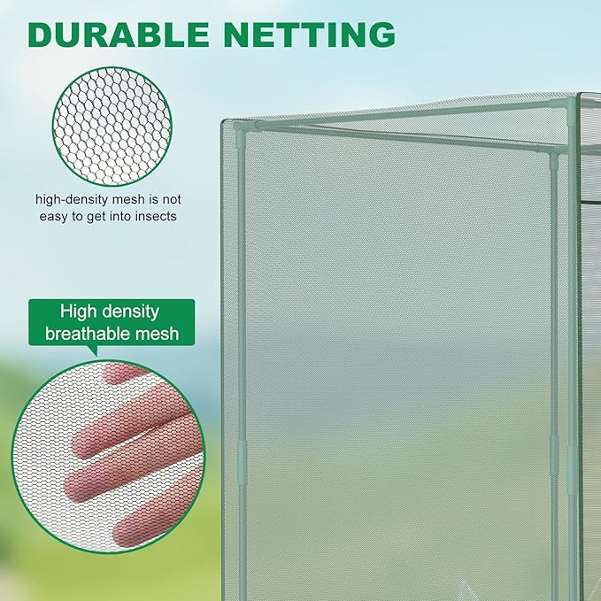 Crop Cages for Garden Plant, 11.8x3.9x6 Ft Plant Protection Tent with Zippered Door, Raised Bed Cover, Garden Bed Cover with Frame, Wind-Resistant Plant Cages for Outdoor Plants Vegetable Flower