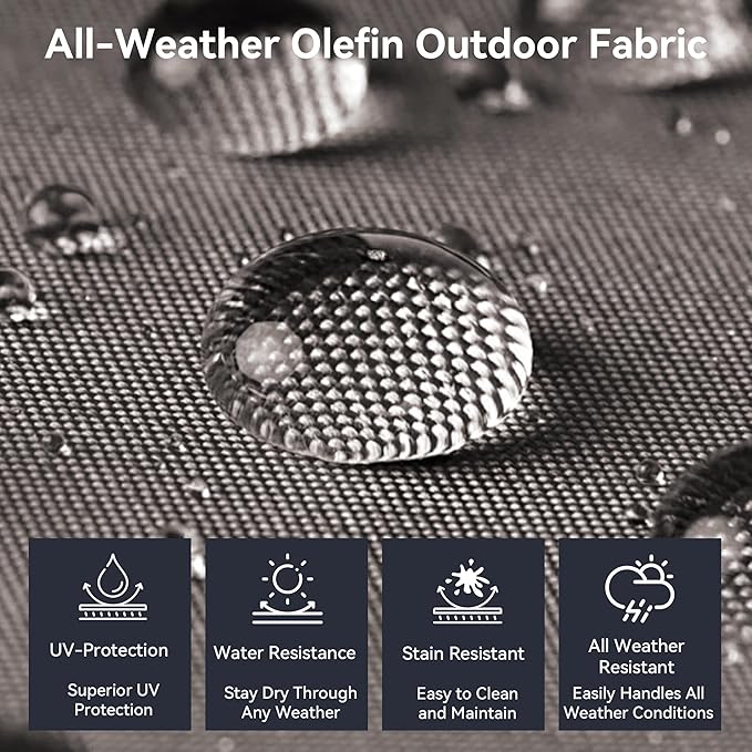 Luxury High Back Outdoor Furniture 6-Inch Thick Cushions with 50,000 BTU Gas Propane Fire Pit Tablet, Patio Furniture Set with Swivel Chairs, 6 PCS for Porch, Balcony, Deck and Yard