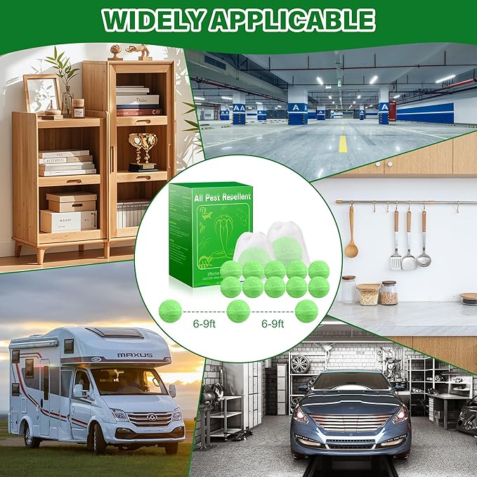 24 Pack Mouse Repellent for Outdoor, Natural Keep Rodent Away Deterrent with Long-Lasting Protection for Home, Car, Garage, Safe for Family