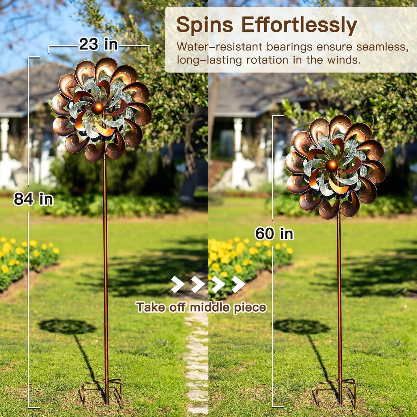 Metal Wind Spinner Outdoor, Wind Spinners for Yard and Garden, 84 inch Wind Sculptures & Spinners, Windmill for Yard Art
