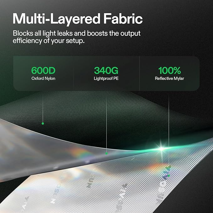 VIVOSUN S105 10x5 Grow Tent, 120"x60"x80" High Reflective Mylar with Observation Window and Floor Tray for Hydroponics Indoor Plant for VSF6450