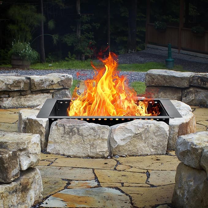 42 inch Square Fire Pit Ring, Heavy Duty Firepit Ring, DIY Campfire Insert Above or In-Ground, for Outdoor, Camping, and Bonfires