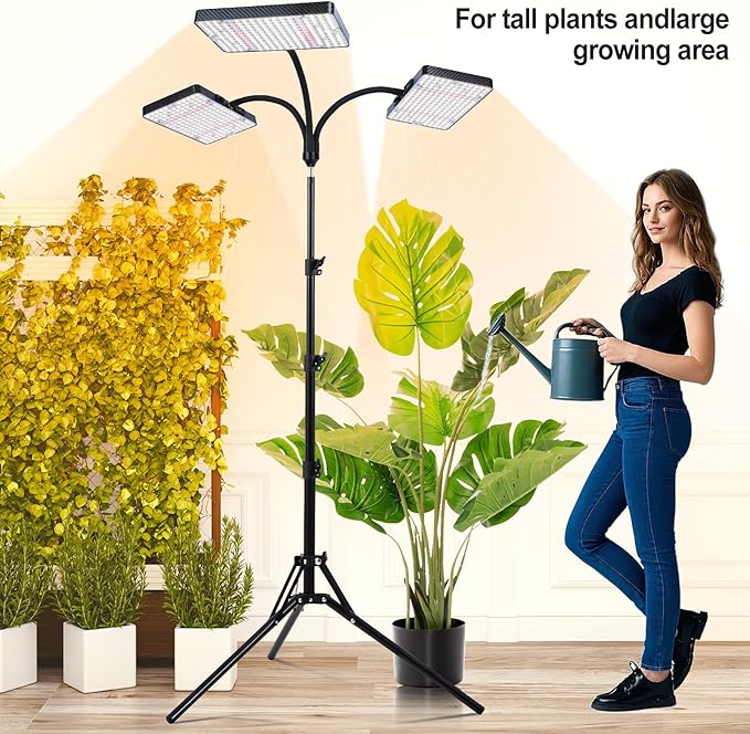 Grow Light with Stand, Orchbloom Grow Lights for Indoor Plants 75W, Natural Sunlight Full Spectrum Plant Growing Lamps for Houseplants & Bonsai Tree, 4/8/12 Hr Timer Plant Light Auto On/Off Everyday