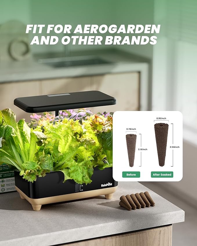 RAINPOINT 100 Pack Grow Sponges for Hydroponics - Hydroponic Sponges for Aerogarden and All Brand - with 100 PCS Planting Cotton, 100 PCS Light-Blocking Paper, 1 PCS Tweezers