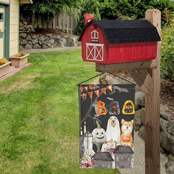 Halloween Pumpkin Cat Boo Garden Flag Welcome Party Outdoor Outside Decorations Picks Home House Garden Yard Decor 12x18 Inch