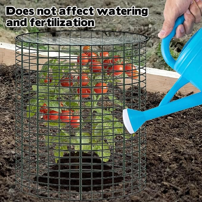 6 Sets of 24'' x 12'' Garden Plant Protectors from Animals with Detachable Covers, Metal Plant Cage Chicken Wire Cloche with Ground Stakes and Nylon Tie, Wire Plant Cage to Keeping Bunny Animals Out