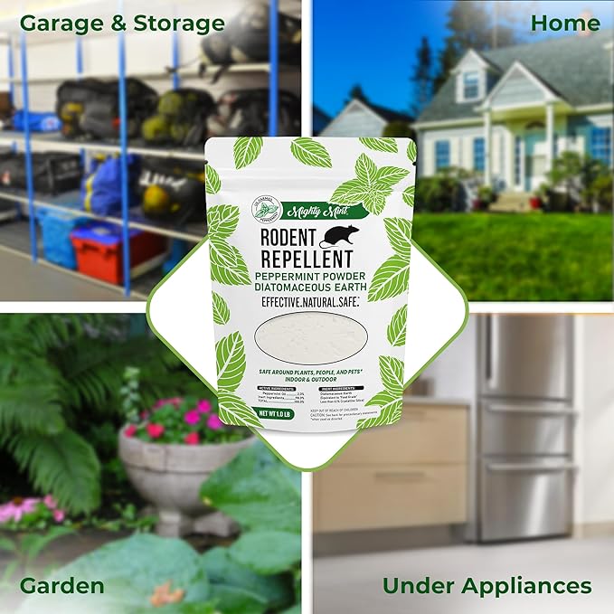 Mighty Mint Rodent Repellent Pest Control, Diatomaceous Earth Peppermint Pest Powder, 1 lb
