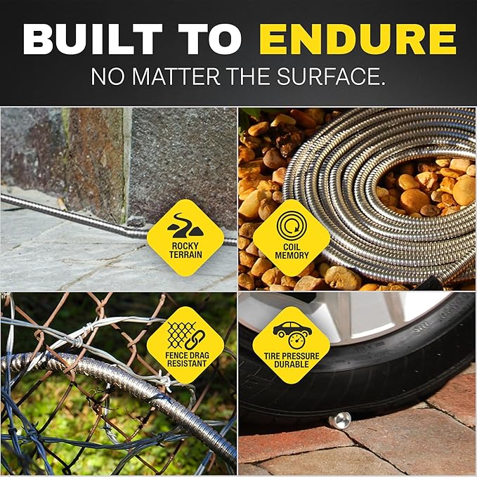 BIONIC STEEL 10Ft Short Garden Hose, 10 Ft x 5/8 In. Connector Hose for Reel, Leak Proof Connection, Heavy Duty, Non Kinking, Flexible, Hose Extension