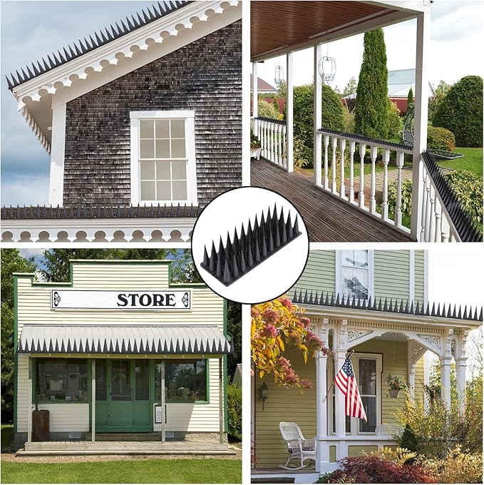 Bird Spikes, 20 Packs Bird Deterrent, Raccoon for Outdoor Repelling Reptiles, Squirrel Spikes for Fences and Roofs to Keep Birds Away（18.7Feet）