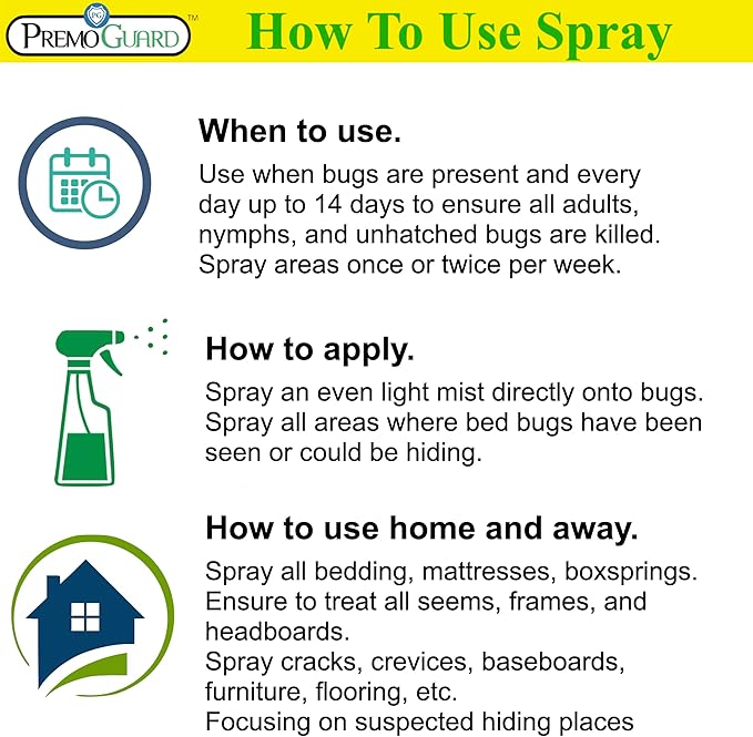 Premo Plus+ Bed Bug Spray Extra Strength – 32 oz – Fast Acting Bed Bug Treatment & Killer – Stain & Scent Free – Child & Pet Safe – Powerful New Stronger Formula – Natural with No Harmful Chemicals