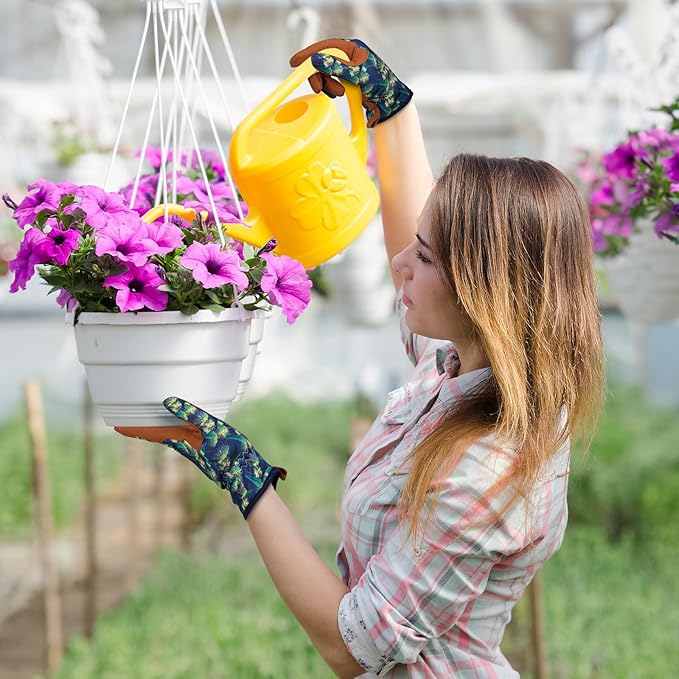 Bamllum Leather Gardening Gloves for Women - Working Gloves for Weeding, Digging, Planting, Raking and Pruning