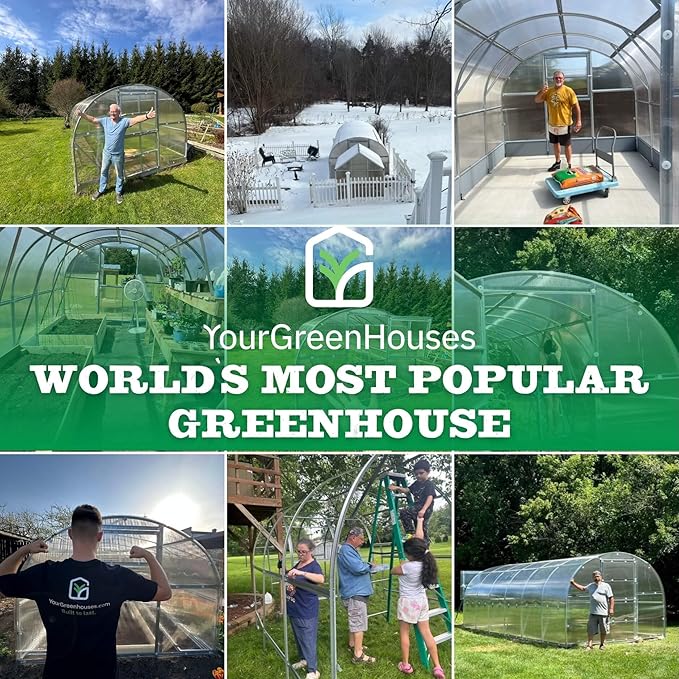 Polycarbonate Tunnel Greenhouse, Weather Resistant & Easy Assembly Greenhouses - Expandable Greenhouse for Outdoors, Garden House Tunnel with 6 Bonus Accessories & 10 Yr Frame Warranty (10x39 FT)