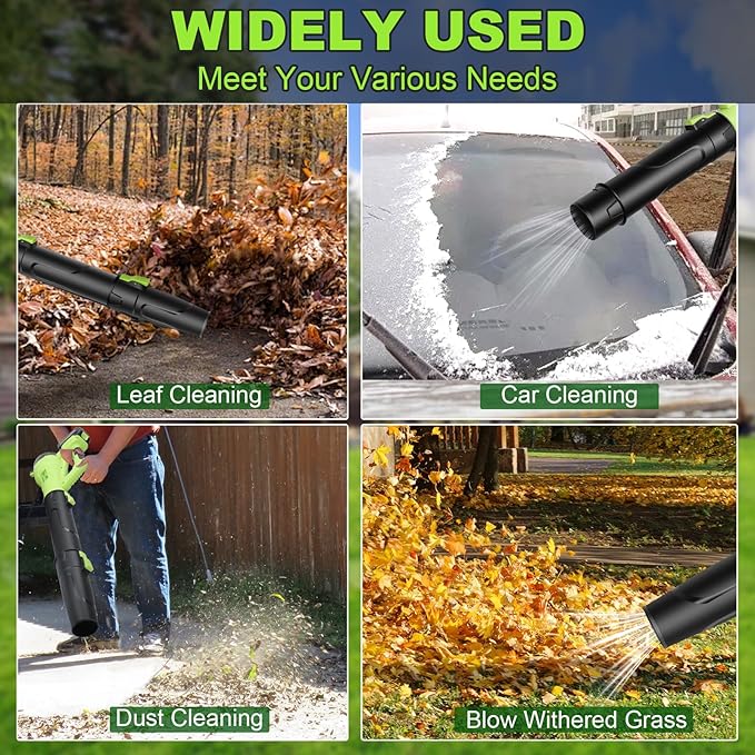 FTOP Leaf Blower Cordless with 2 Batteries and Fast Charger, 6 Speed Mode, 21V Electric Garden Blower for Lawns, Gardens, Yard, Deck, Snow, Leaves Cleaning -Variable Speed