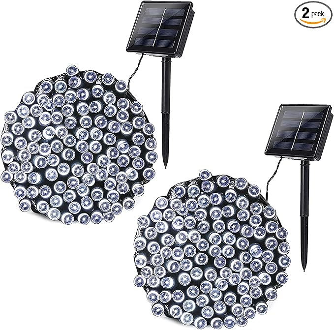Joomer Solar Christmas Lights Outdoor, 2 Pack Total 144FT 400 LED 8 Modes Waterproof Solar Christmas Lights for Christmas Decoration (White)