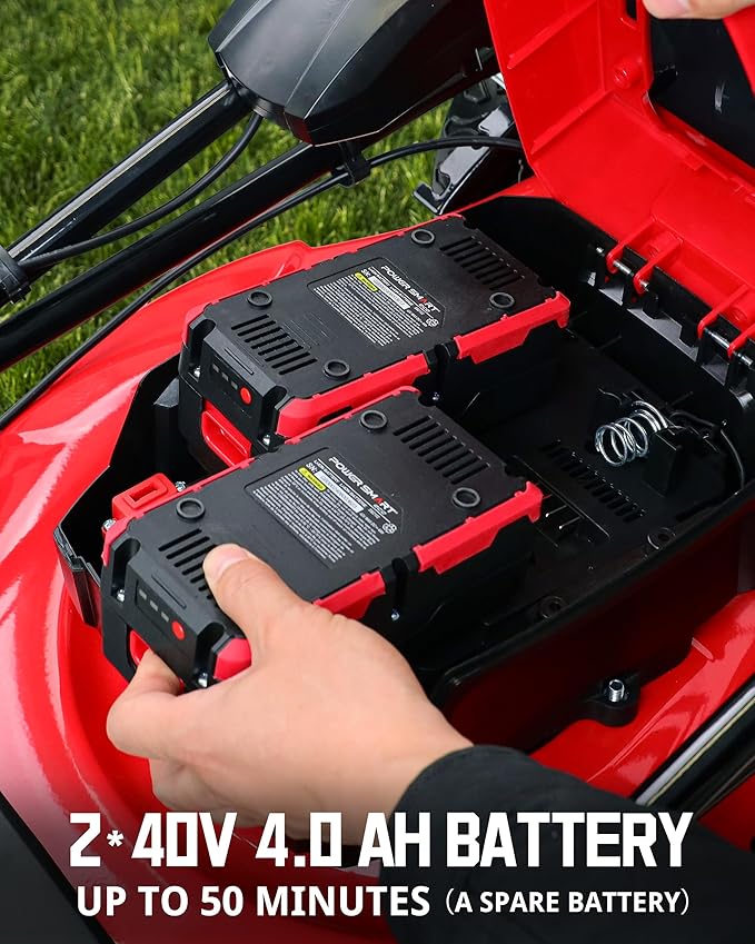 PowerSmart 40V 21" Cordless Lawn Mower, Up to 1/4 Acre, 2 x 40V 4.0Ah Batteries and a Charger Included, 6-Position Height Adjustment
