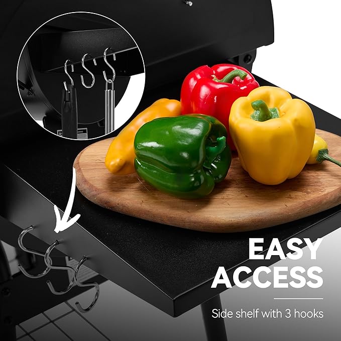 Royal Gourmet CC1830SC Charcoal Grill Offset Smoker with Cover, 811 Square Inches, Black, Outdoor Camping