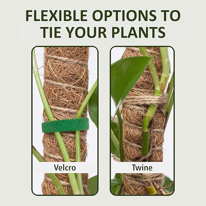 2 Pack 48 Inch Moss Pole for Plants Monstera, Tall Moss Poles for Climbing Plants Monstera, Handmade Coco Coir Plant Pole, Monstera Plant Support for Plant Grow