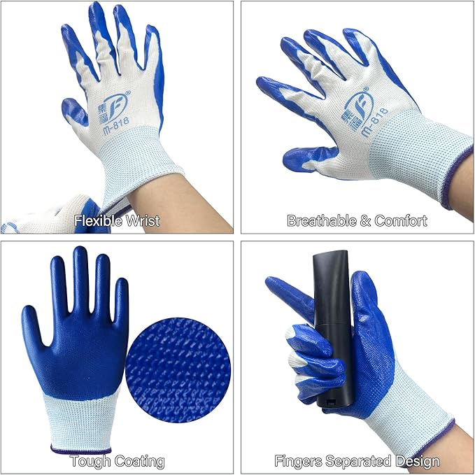 90 Pairs Gardening Gloves Bulk for Men Women Breathable Rubber Coated Safety Garden Work Gloves 9.1 Inch Working Gloves for Gardening