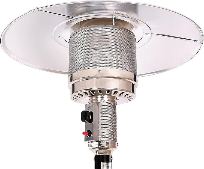 48,000 BTU Outdoor Propane Patio Heater with Wheels, Commercial & Residential, Black