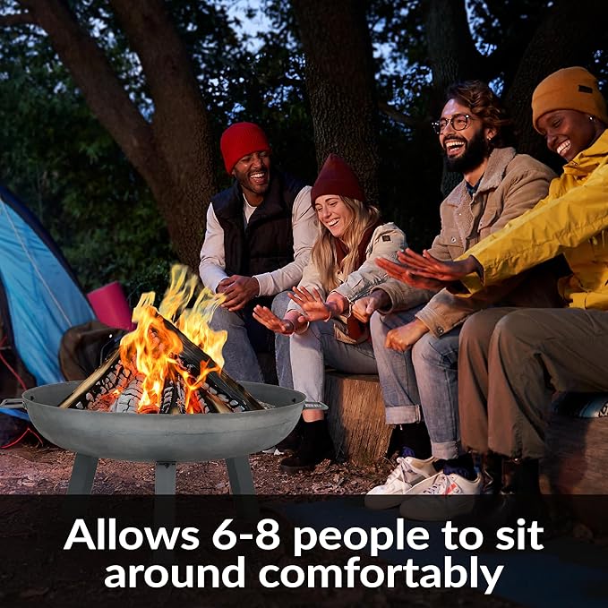 Sunnydaze 30-Inch Cast Iron Heavy-Duty Fire Pit for Outside - Wood-Burning Outdoor Fire Pit Bowl with Handles - Steel Finish