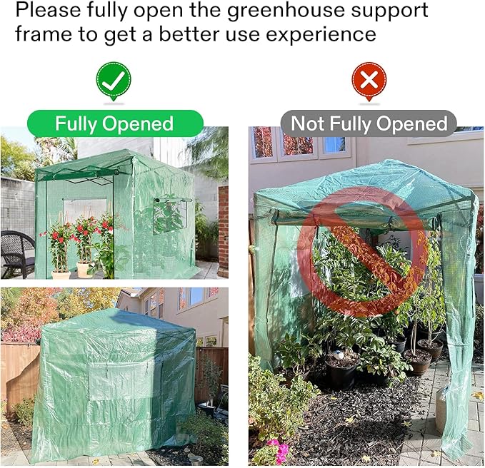 VIVOSUN 8'x6' Portable Walk-in Greenhouse with PE Cover, Instant Pop-up and Walk-in Folding, Roll-Up Zipper Entry Doors and 2-Side Viewing Windows, Easy Setup for Plants Outdoor