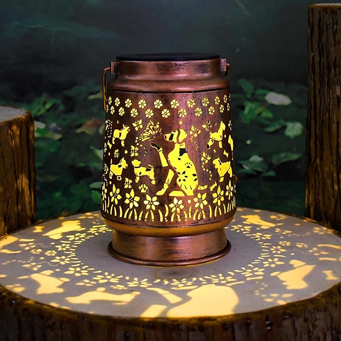 Dog Lovers Gift,Solar Lanterns Outdoor, Hanging Solar Lights Outdoor Waterproof with Stake, Dog Gifts for Women/Mom/Grandma/Father, Garden Deco,Christmas, Thanksgiving, Mother's Day,Holiday Gifts