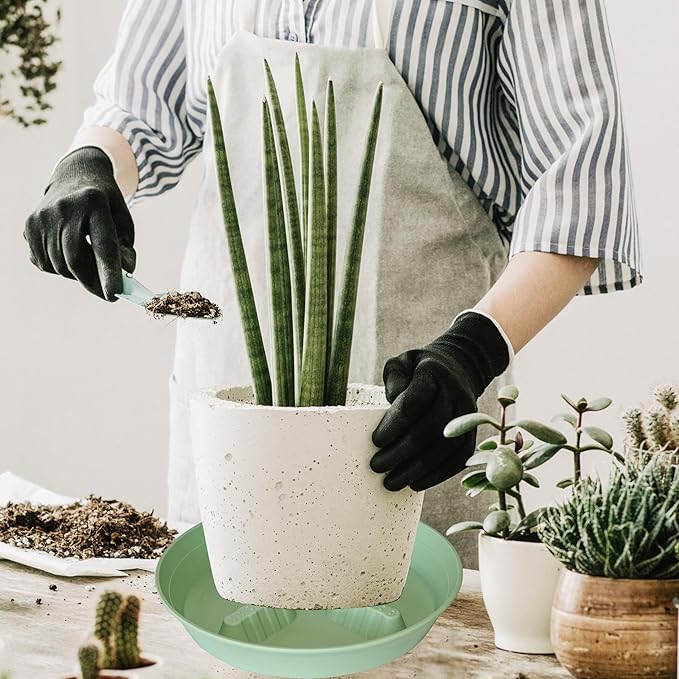 4 Pack Plant Saucer 8 inch, 10 12 14 17 inch, Plant Stand Plastic Plant Saucers for Indoors Outdoor, Heavy Duty Flower Planter Drip Trays for Pots, Pot Saucers for Plants, Grow Bags Saucers