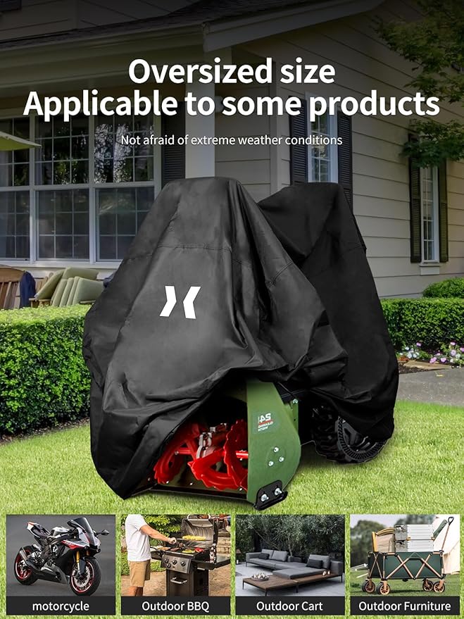 HAIGE Snow Blower Cover, Heavy-Duty 600D Waterproof Outdoor Snow Thrower Protection for 1-Stage/2-Stage Machines
