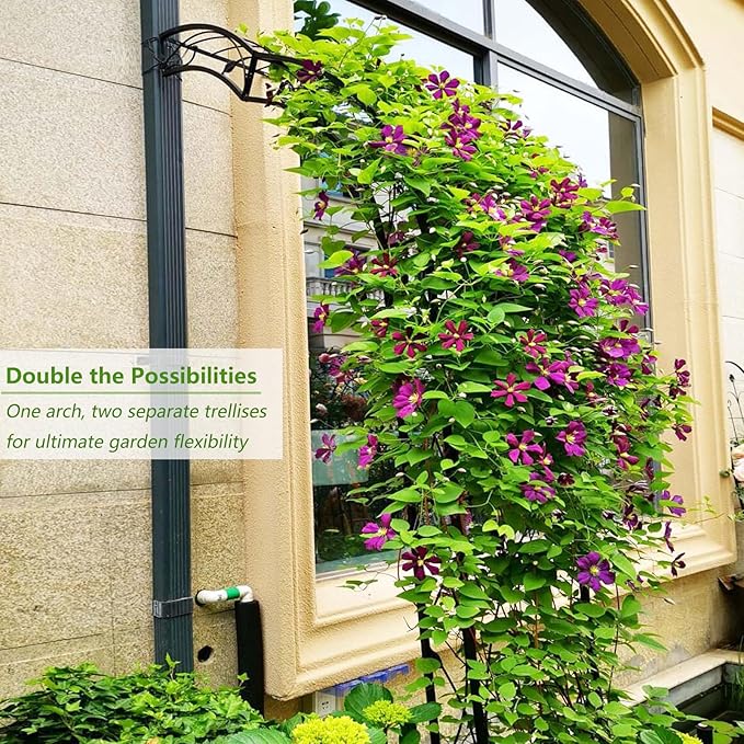 Metal Garden Arch 98.4" H Garden Arbor Trellis Climbing Plants Support Rose Arch Outdoor Lawn Wedding Party Events Archway Black