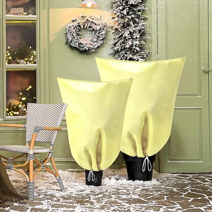 3 Pack Winter Plant Covers Freeze Protection, 23.6" x 31.4" Frost Covers for Outdoor Plants with Drawstring, Tree Covers for Winter Plant Frost Protection Covers, Shrubs Trees Jacket Covers