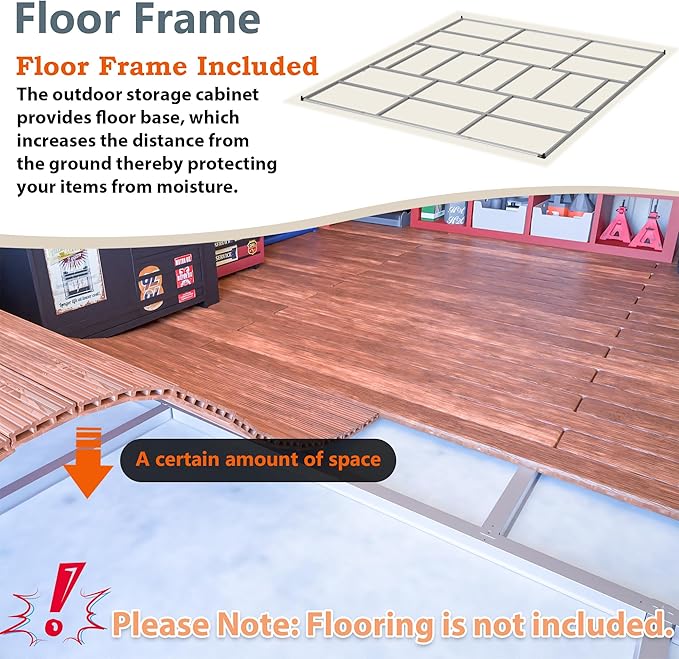 12x14FT Outdoor Storage Shed Metal Shed W/Floor Frame,Garden Tool House W/ 4 Air Vents,Lockable Double Doors & Sloped Roof,for Patio,Lawn,Backyard,Light Gray