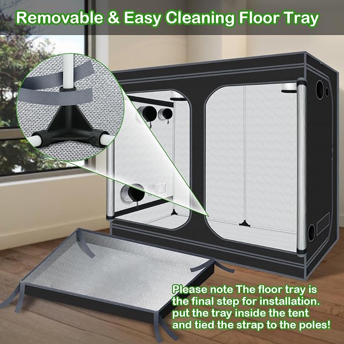 Grow Tent, 120"x60"x78" Hydroponic Mylar Grow Tent Reflective Garden Growing Dark Room with Observation Window, Removable Floor Tray for Indoor Plant Growing 10x5