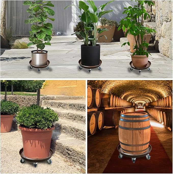 2 Pack Metal Heavy Duty Plant Caddy With Wheels 12 Inch, Round Plant Caddy Suitable For Outdoor and Indoor Mobile Flower Pots, Don't Worry About This Metal Product Getting Deformed or Damaged.