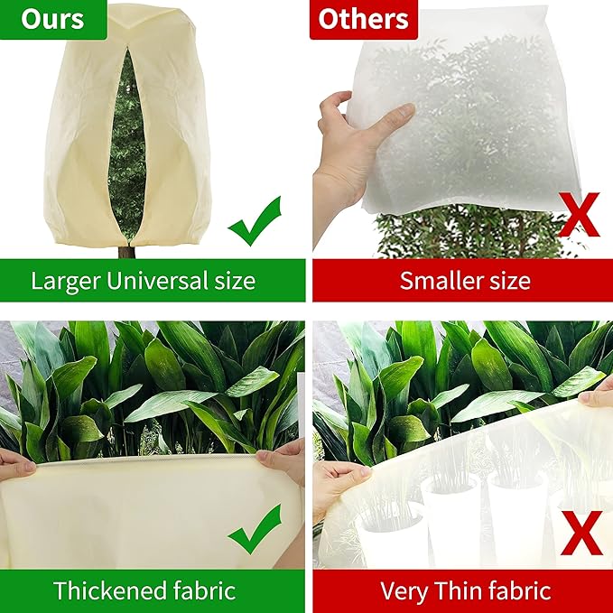 TCBWFY 95x80 Inch Huge Plant Covers Freeze Protection Frost Cloth for Outdoor Plants,2.82oz/yd² Thickened Winter Tree Covers with Zipper Drawstring,Frost Blanket from Wind,Pest and Animal