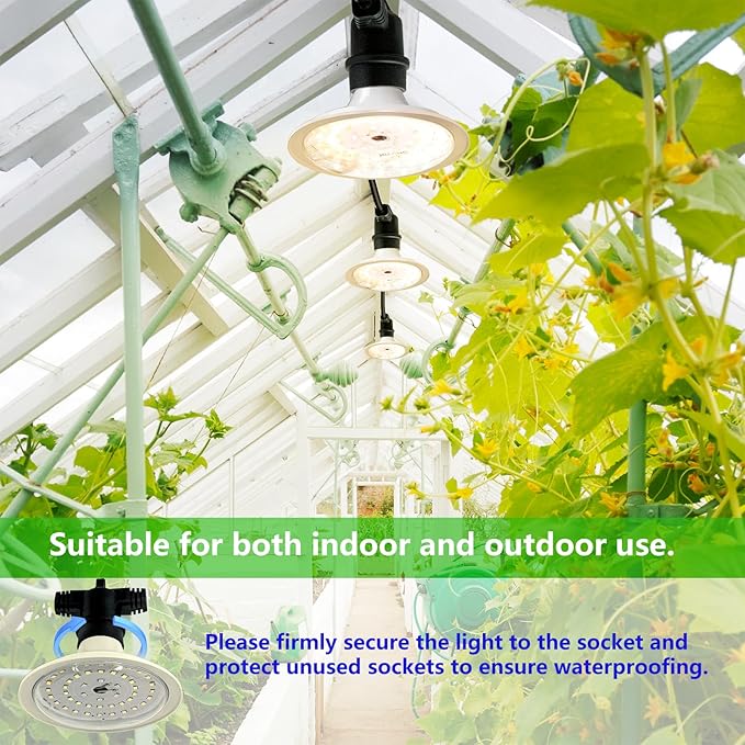 Outdoor LED Grow Lights, Waterproof String Grow Light, Full Spectrum Plant Growing Lights with 22Ft Adjustable Cord 6 Lights