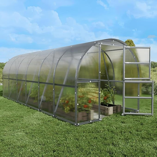 Polycarbonate Tunnel Greenhouse, Weather Resistant & Easy Assembly Greenhouses - Expandable Greenhouse for Outdoors, Garden House Tunnel with 6 Bonus Accessories & 10 Yr Frame Warranty (10x39 FT)
