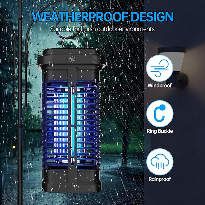Bug Zapper Outdoor Indoor Waterproof, Buzzkick Electric Mosquito Zapper Effective 4200V Insect Fly Zapper Trap Killer for Outside Patio Porch Backyard Garden