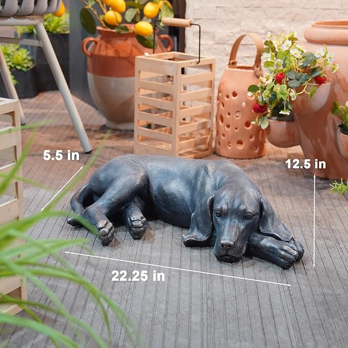 Garden Statue Outdoor Decorations Dog-Figurine - Sleeping Dog Sculptures Resin Sculpture for Patio Lawn Yard Porch Ornament Garden Gift 22.25 * 12.5 * 5.5