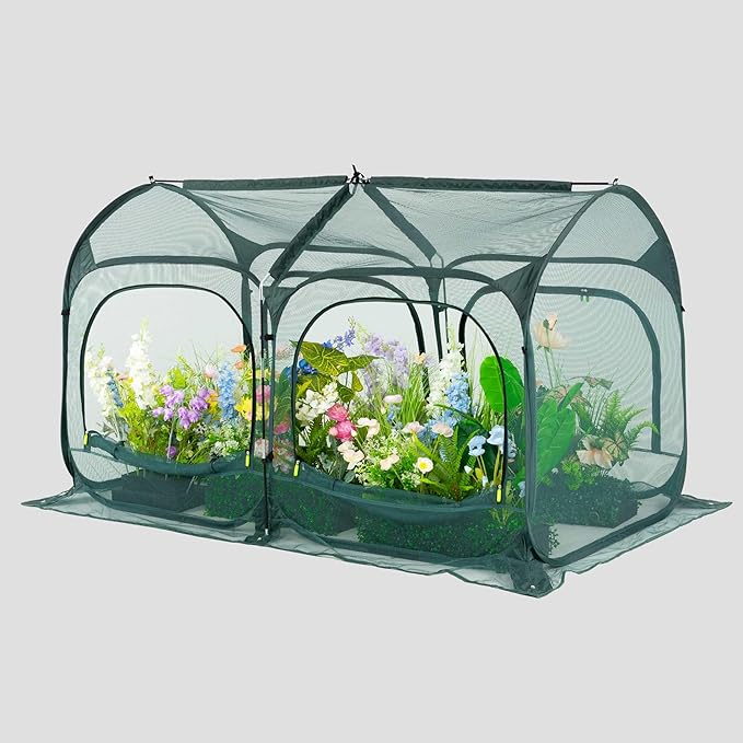 Poray Large 6.6x3.3FT Tunnel Plant Netting Cover, Pop up Crop Cage Gardening Net Cover for Protecting Vegetables &Fruits,Durable Gardening Net for Plant and Small Animals