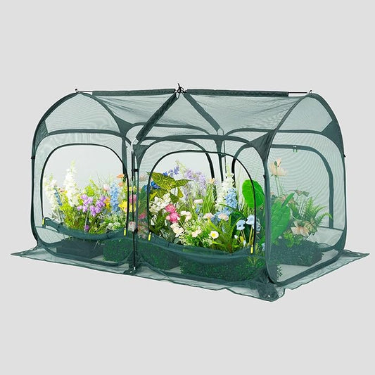 Poray Large 5.3x2.6FT Plant Netting Cover, Pop up Tunnel Crop Cage Gardening Net,Pest Guard Cover for Vegetables &Fruits,Durable Gardening Net for Plant and Animal