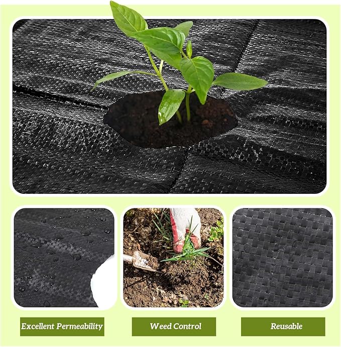 78 x 6.5 ft Garden Weed Barrier Landscape with Planting Holes Fabric Heavy Duty Weed Barrier Fabric Mat, Gardening Weed Cover Mat for Outdoor Garden Greenhouse Planting, Orchard