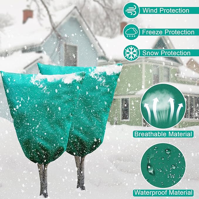 Insoma 2 Packs Plant Covers Freeze Protection 31.5" W X 47.3" H, Outdoor Plants Frost Protection Covers with Zipper & Drawstring, Frost Blankets for Tree, Shrub Potted Plants Cover in Winter
