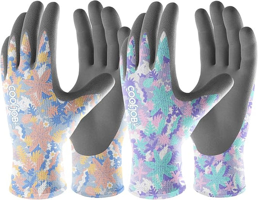COOLJOB 6 Pairs Colorful Gardening Gloves for Women Ladies, Breathable Rubber Coated for Yard Garden, Outdoor Indoor Protective Work, Medium Size, Varied Colors