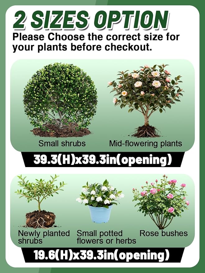 ANPHSIN 12 Pcs Plant Covers Freeze Protection - 39.3in x 39.3in Winter Shrub Plant Protection Bags, Frost Blankets Cloths with Drawstring for Outdoor Garden Plants, Green