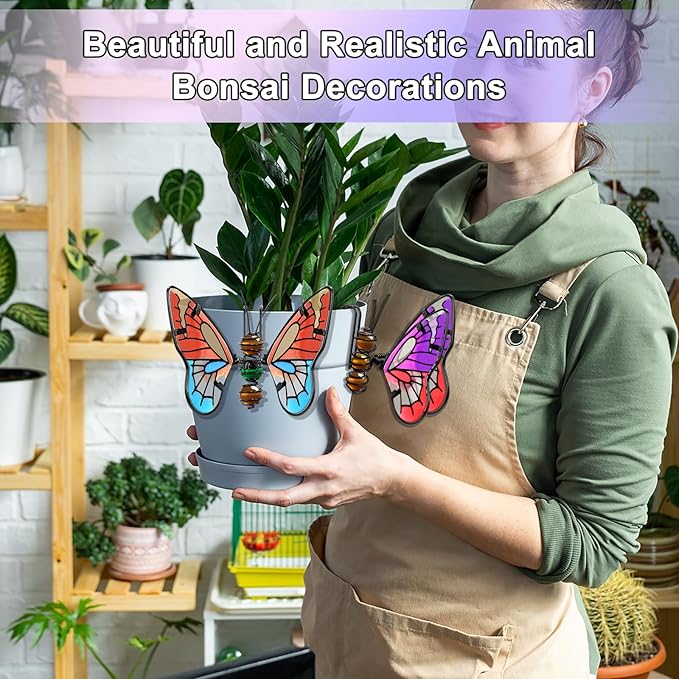 Butterfly Flower Pot Decorations,3Pcs Decorative Hangers for Outdoor Plant Pots, Plant Decoration Landscape Decor Garden Adornment