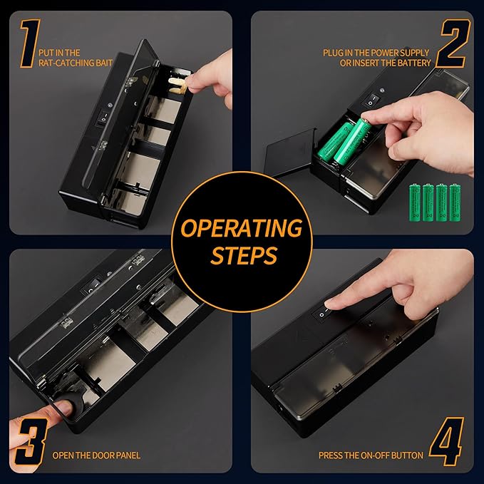 Electric Mouse Trap, Smart Escape-Proof Design Mole Traps, Battery Powered with Alert Light (Only by Batteries)