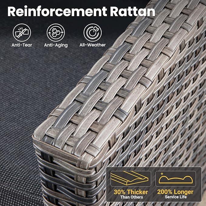 ovios Patio Furniture Set, 6 Pieces Outdoor Wicker Sofa Couch with Loveseat, Ottomans and Comfy Cushions, All Weather High Back Rattan Conversation Set, Black